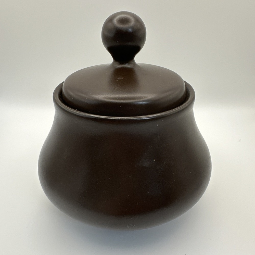 Noritake Vintage Folkstone Genuine Stoneware Sugar Dish Chocolate Brown